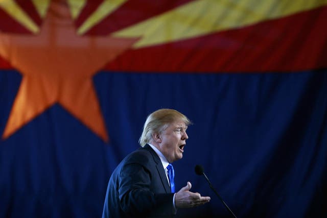 Donald Trump on the stump in Mesa, Arizona in December 2015