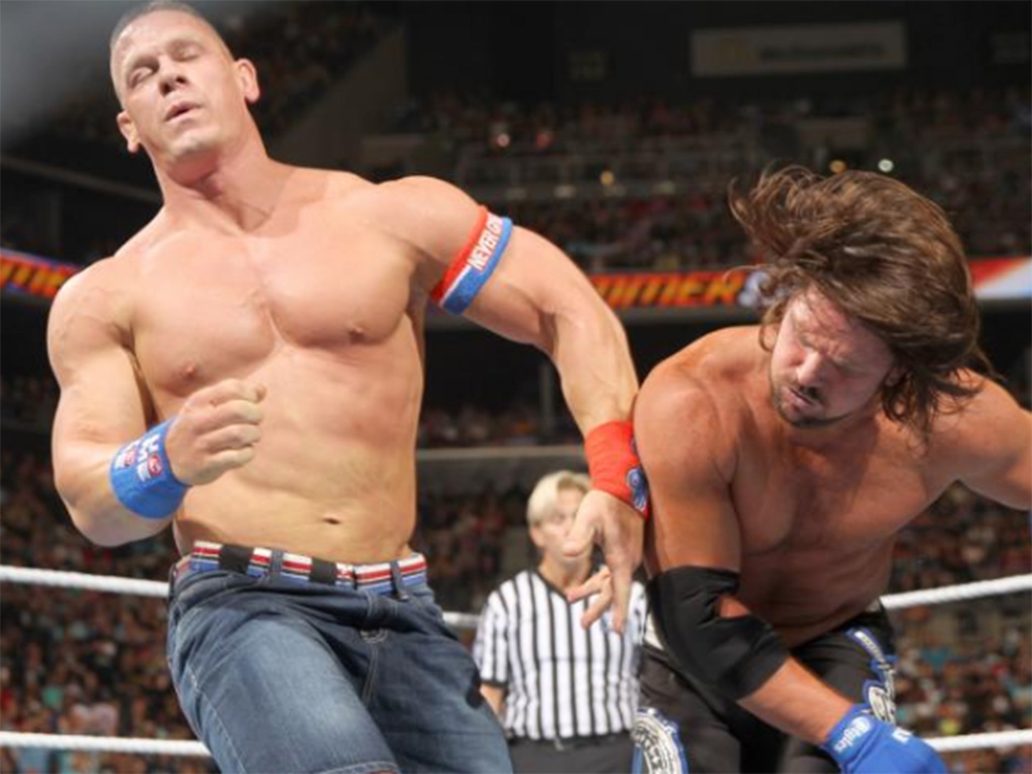 Wwe Summerslam Aj Styles And John Cena Shine While Brock Lesnar