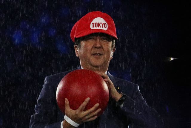 Prime Minister of Japan Shinzo Abe takes to the stage at Rio 2016