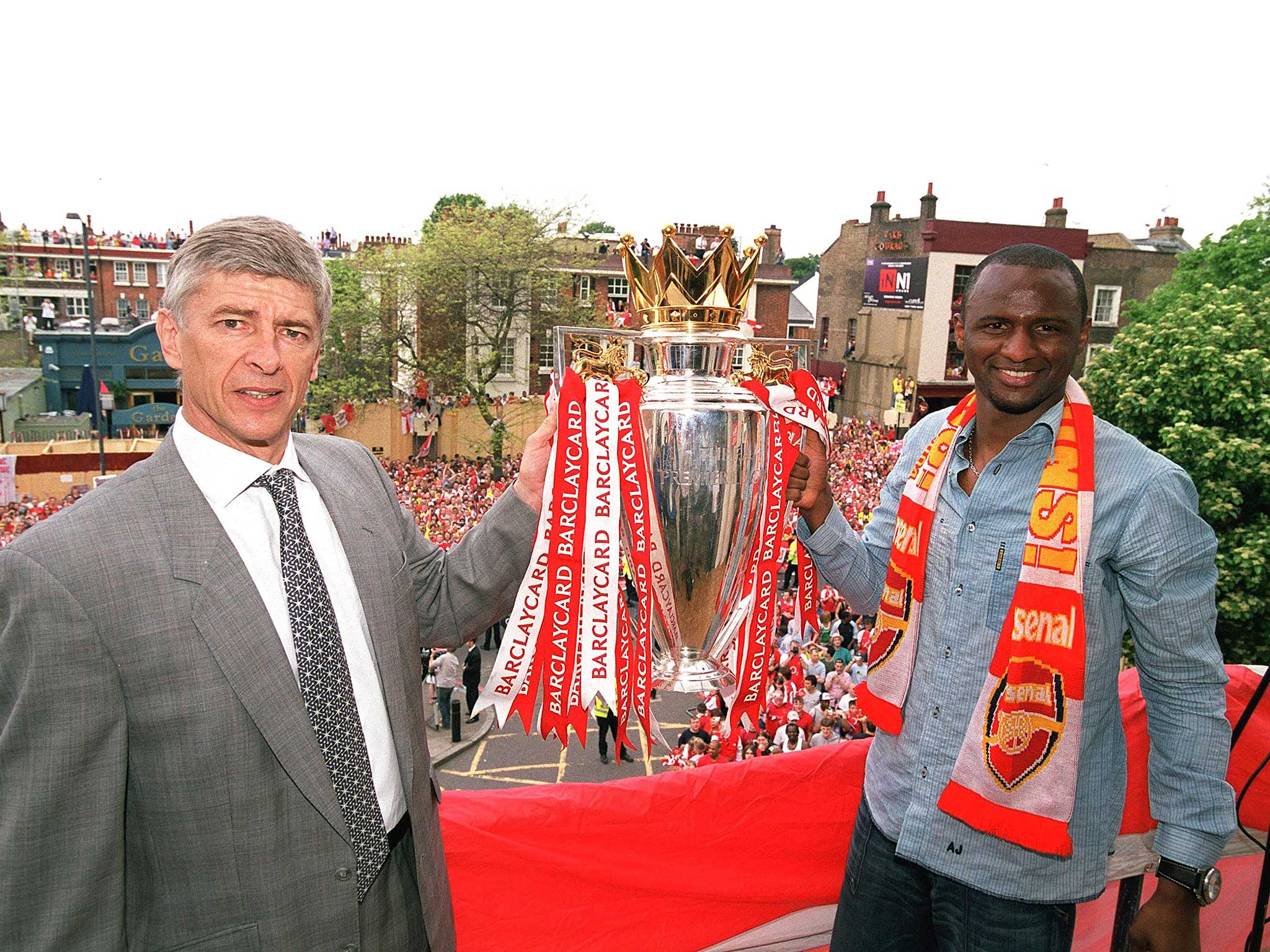Arsene Wenger and Patrick Vieria won three Premier League titles together in north London