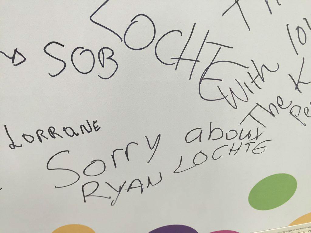 Ryan Lochte scandal: Americans write messages of apology at Rio International Aiport