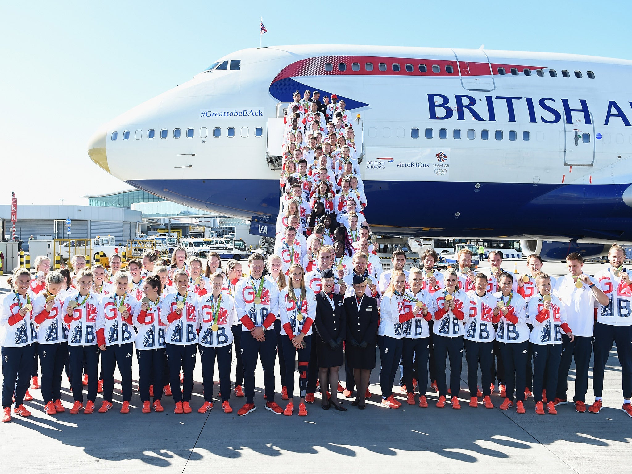 Team GB arrive at London Heathrow after returning from Rio 2016