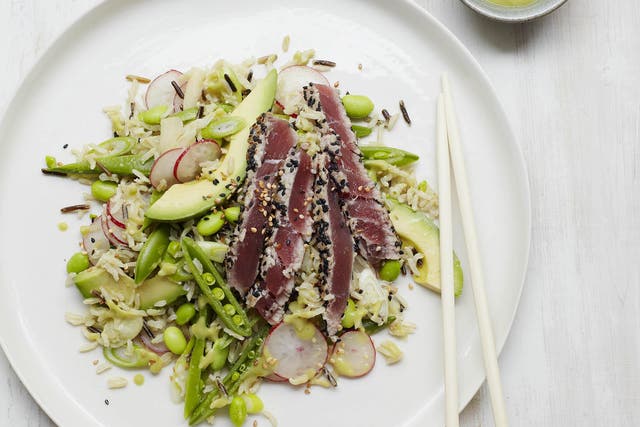 A punchy dressing and delicious seared tuna make this a craveworthy sushi salad