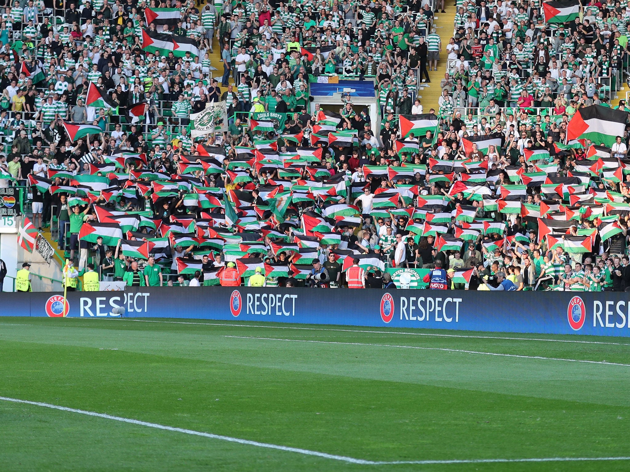 Celtic were charged by Uefa after waving the Palestine flag as part of a mass demonstration