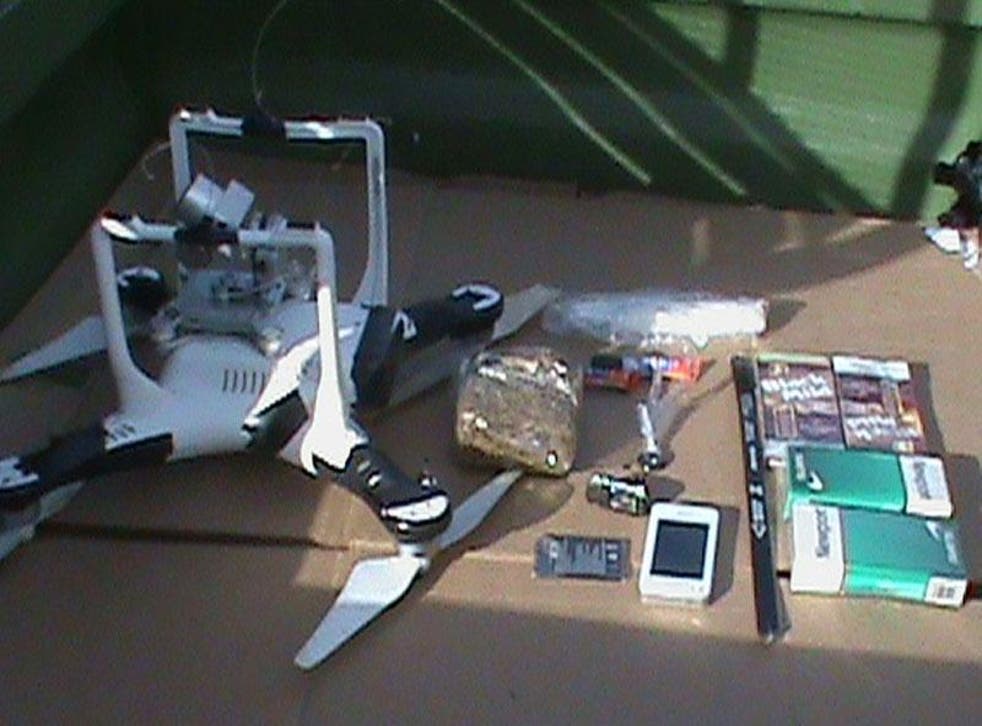 A drone carrying two hacksaw blades, a cellphone, cigarettes, cigars, marijuana, methamphetamine and heroin, crashed at the Oklahoma State Penitentiary in McAlester, police said last year