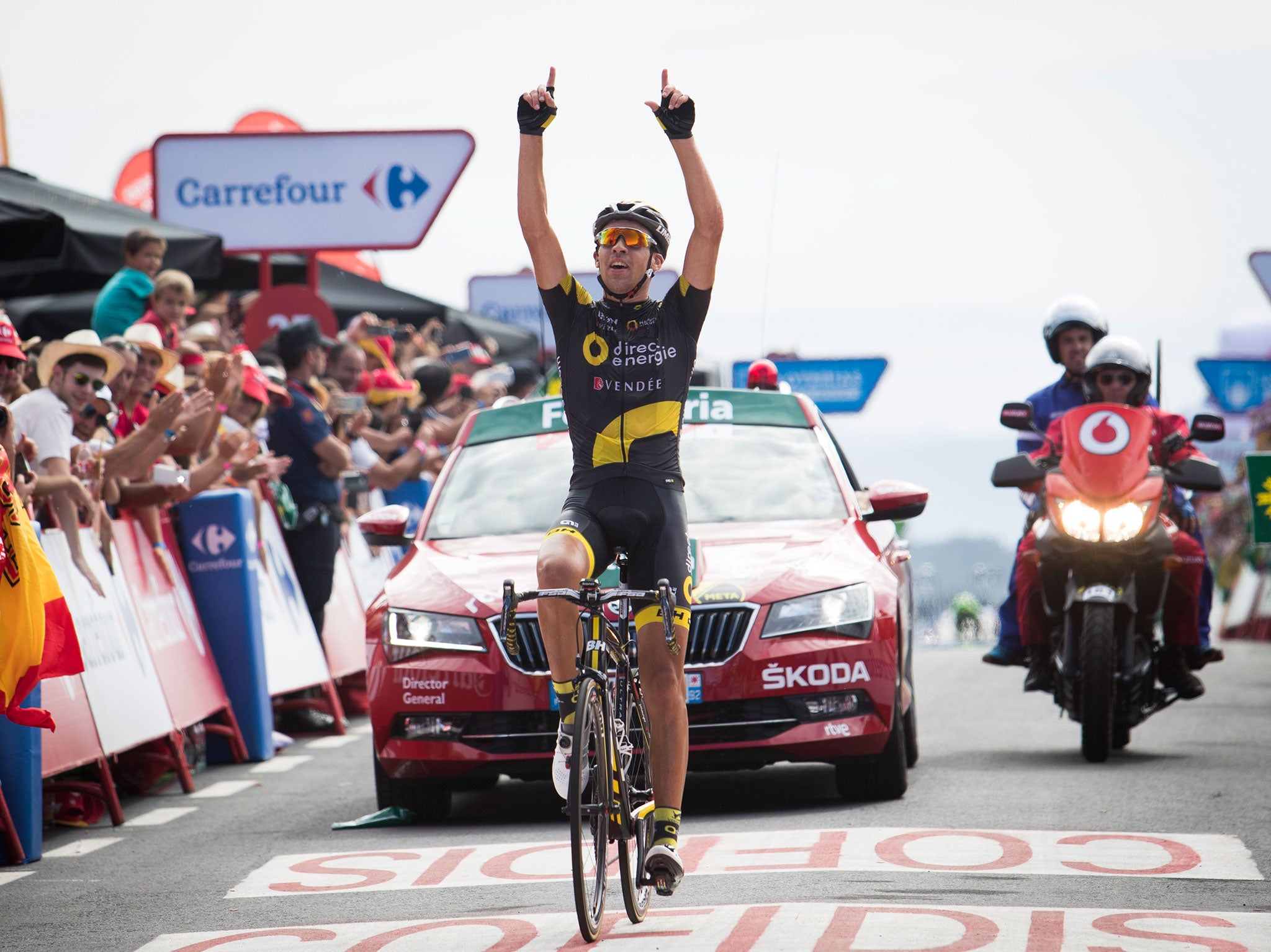 Lilian Calmejane celebrates his first major cycling victory
