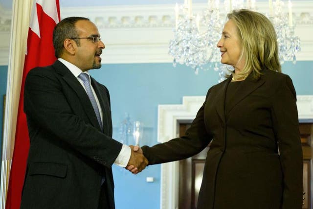 Hillary Clinton shakes hands with Crown Prince of Bahrain Sheikh Salman bin Hamad bin Isa Al-Khalifa - a donor to the foundation - in 2009