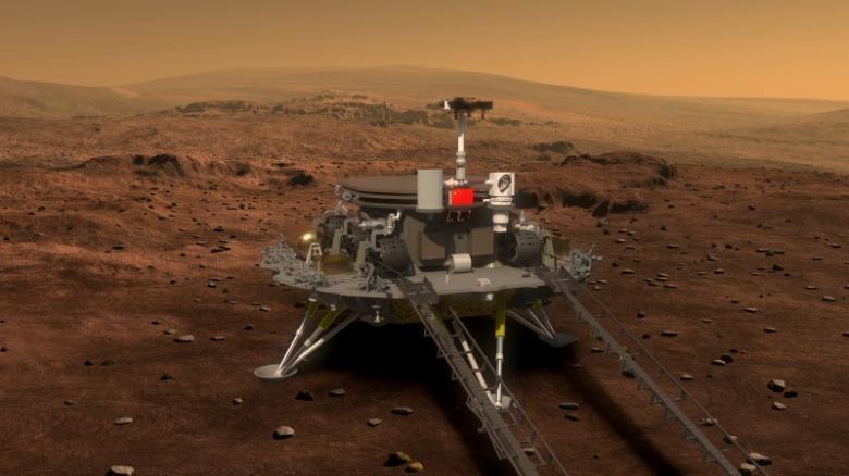 A Chinese rover explores the dry surface of Mars