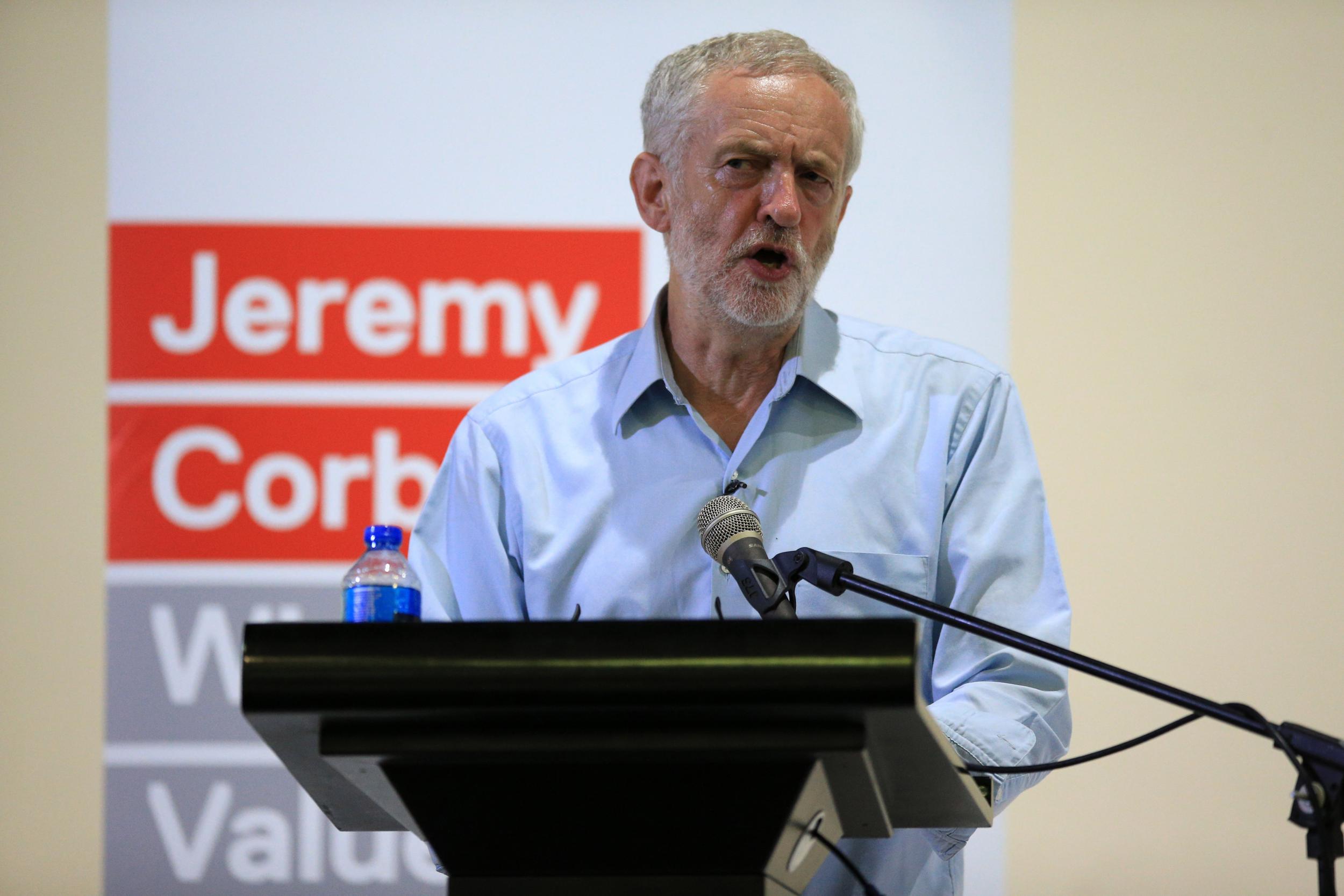 Labour leader Jeremy Corbyn speaks to supporters