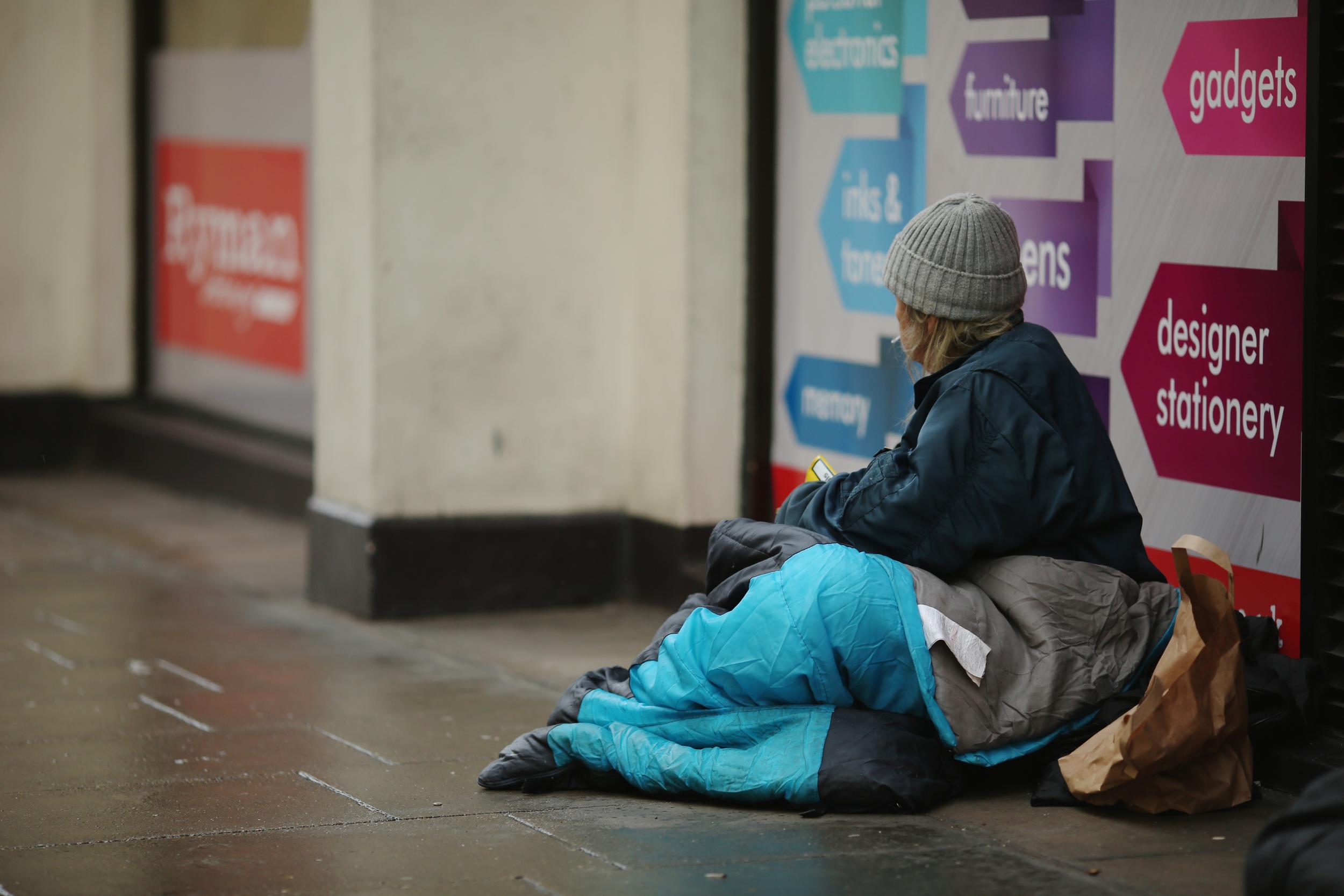 homeless person sleeping