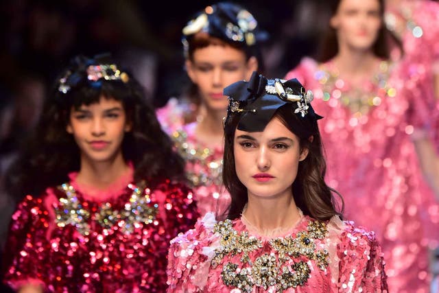 Dolce & Gabbana Autumn Winter 2016 line proves pink is out to dazzle in the seasons ahead AFP/Getty 
