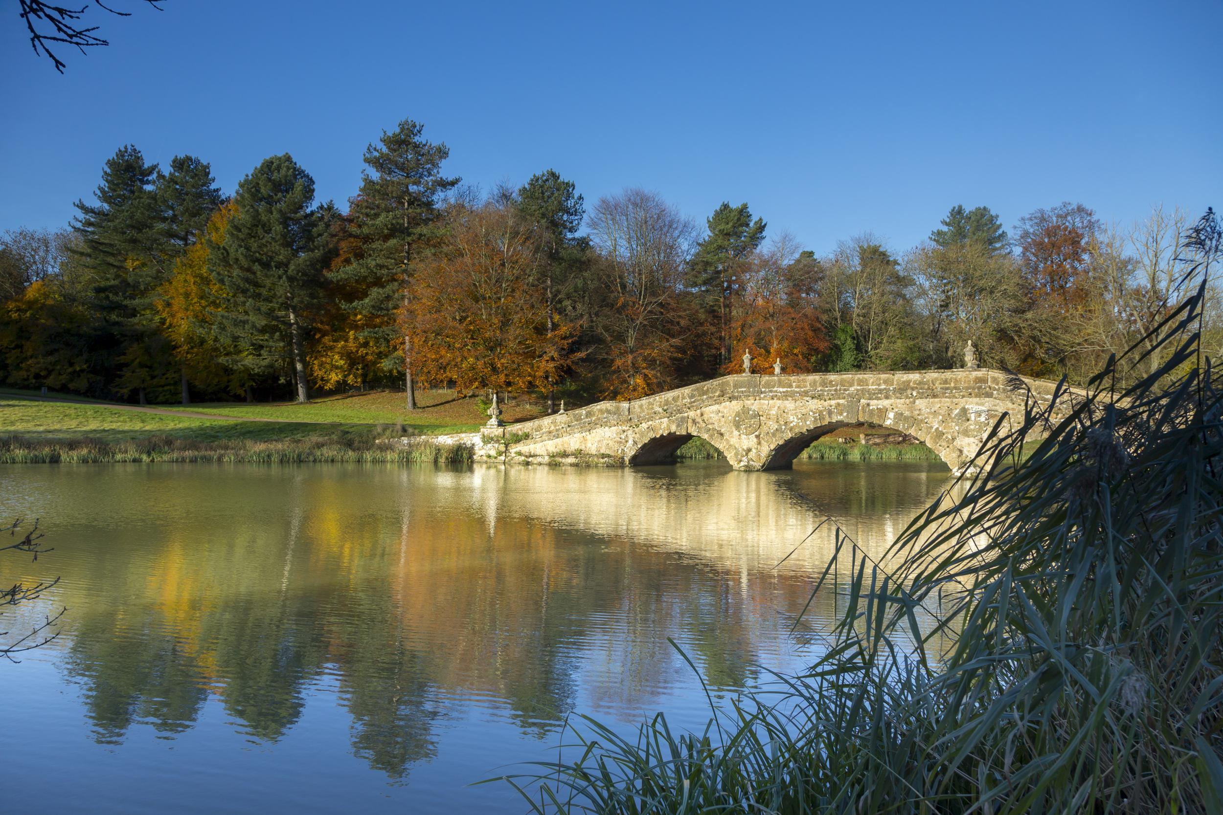 The Oxford Bridge is just one among many lovely structures strewn around the grounds at Stowe