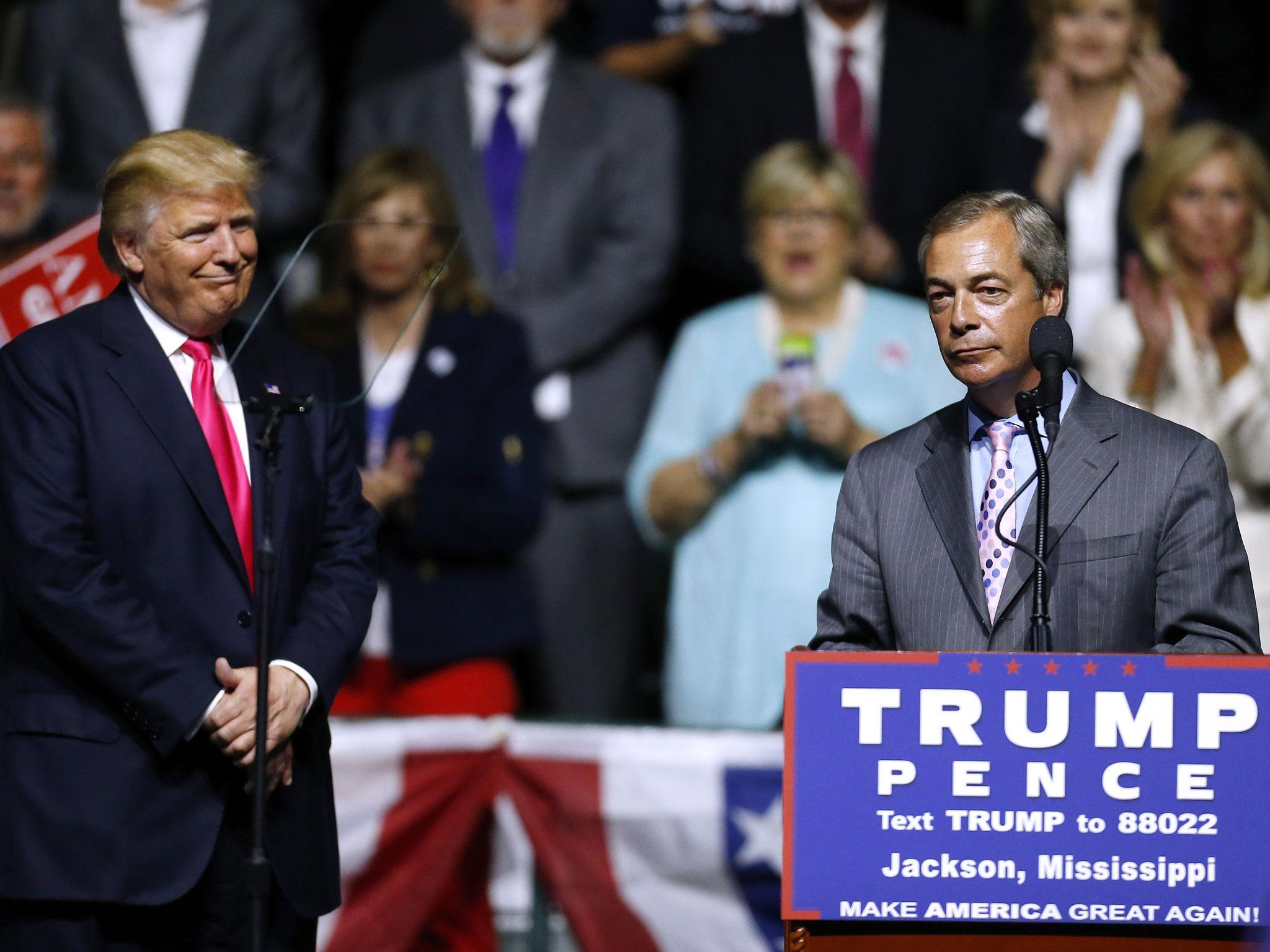 Farage appeared at at a Trump rally to attack Democrat presidential candidate Hillary Clinton