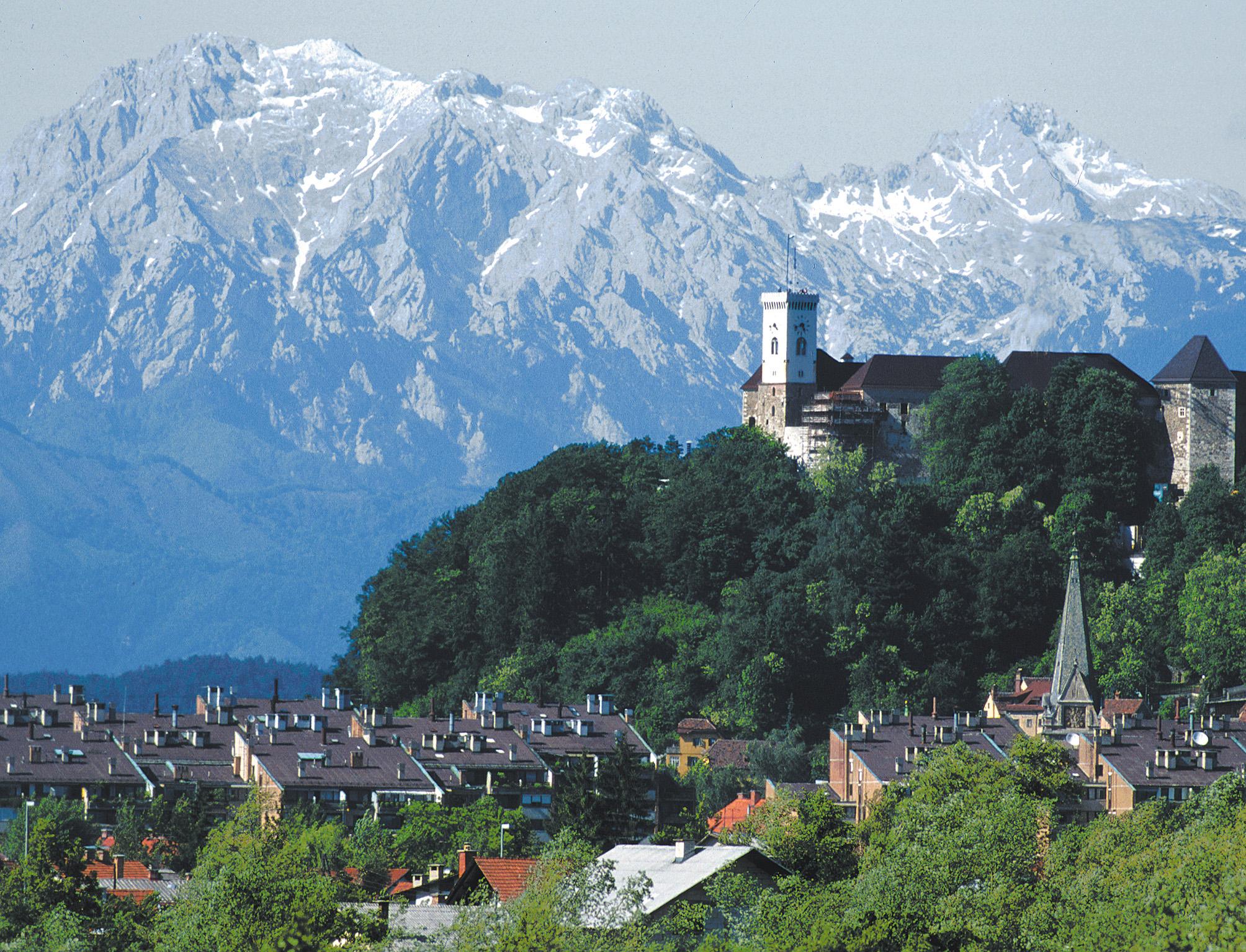 Ljubljana Castle and the mountains beyond