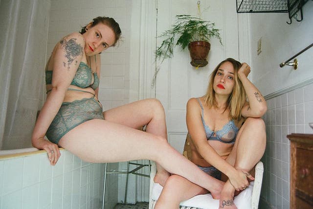Lena Dunham (left) and Jemima Kirk (right) in the new Lonely Girl ad campaign