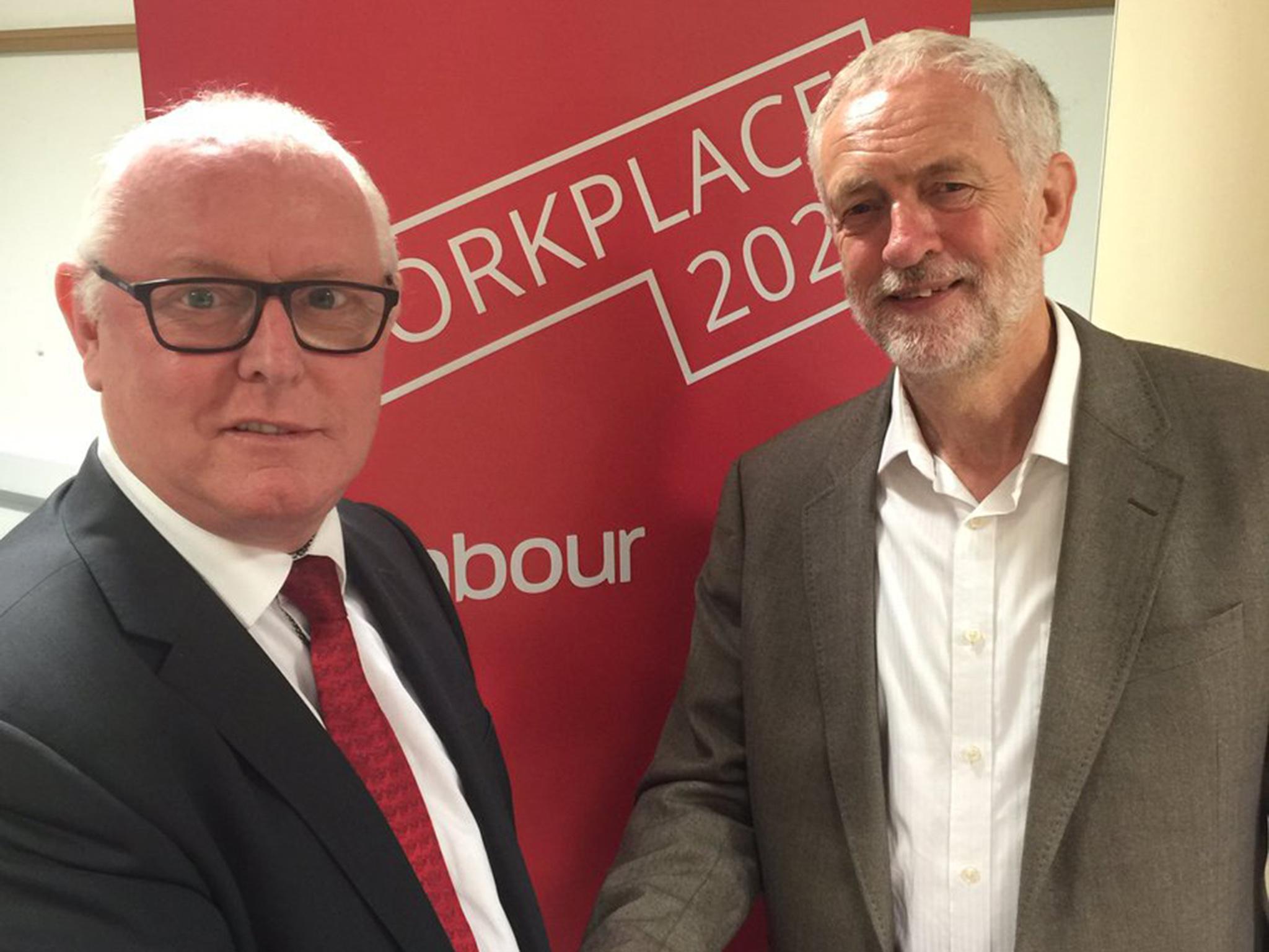 Ronnie Draper and Jeremy Corbyn in 2015
