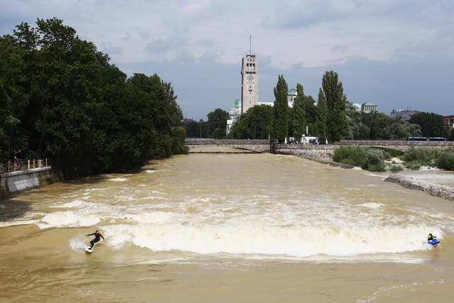 Only experienced surfers should attempt riding the waves of the Isar River in Munich