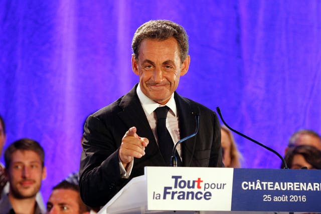 Nicolas Sarkozy at the launch of his campaign to become a Presidential candidate in Chateaurenard, France, on 25 August