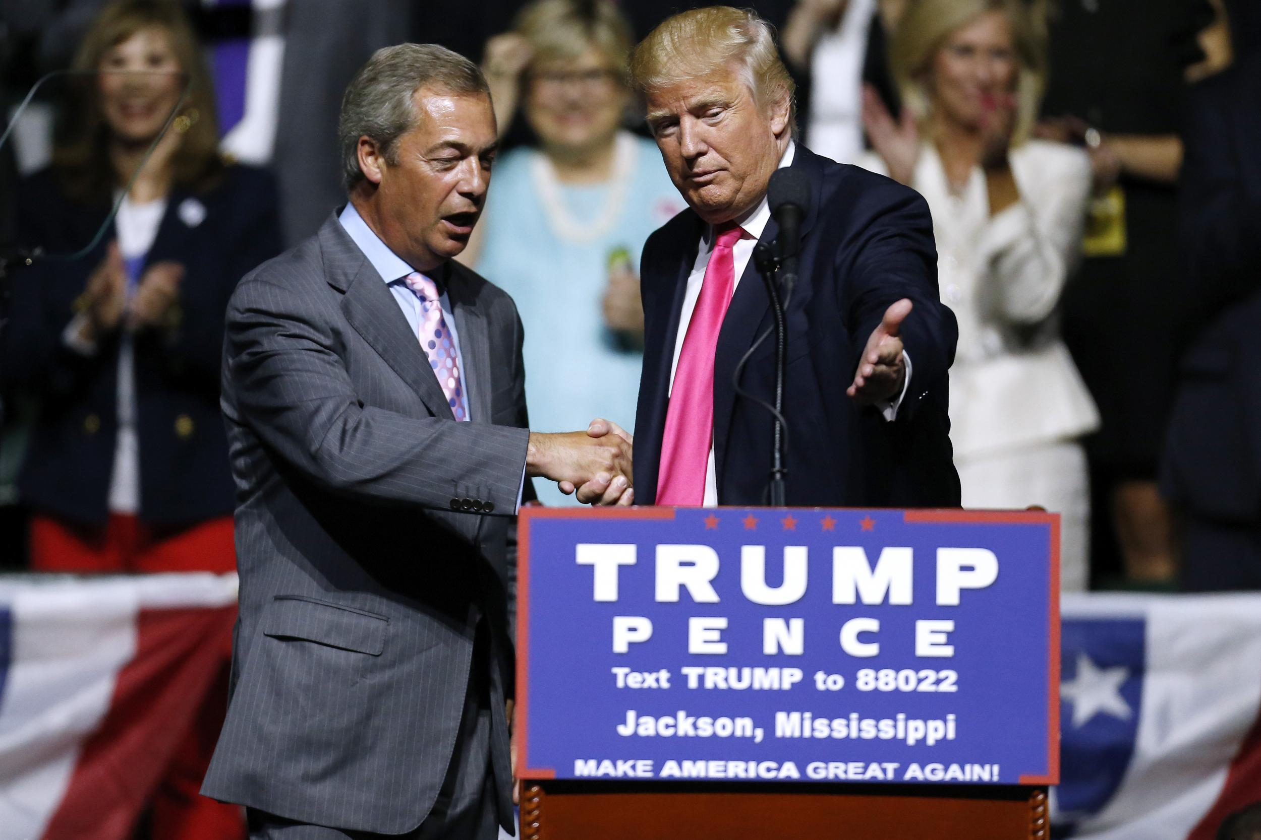 Trump and Farage and their joint act in Mississippi on Wednesday