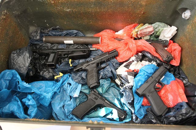 Weapons seized by German police hunting the supplier of a gun bought on the dark web by Ali David Sonboly