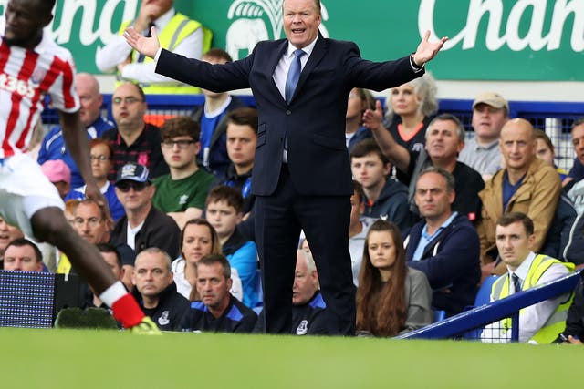 Koeman gesticulates on the touchline during Saturday's 1-0 win over Stoke
