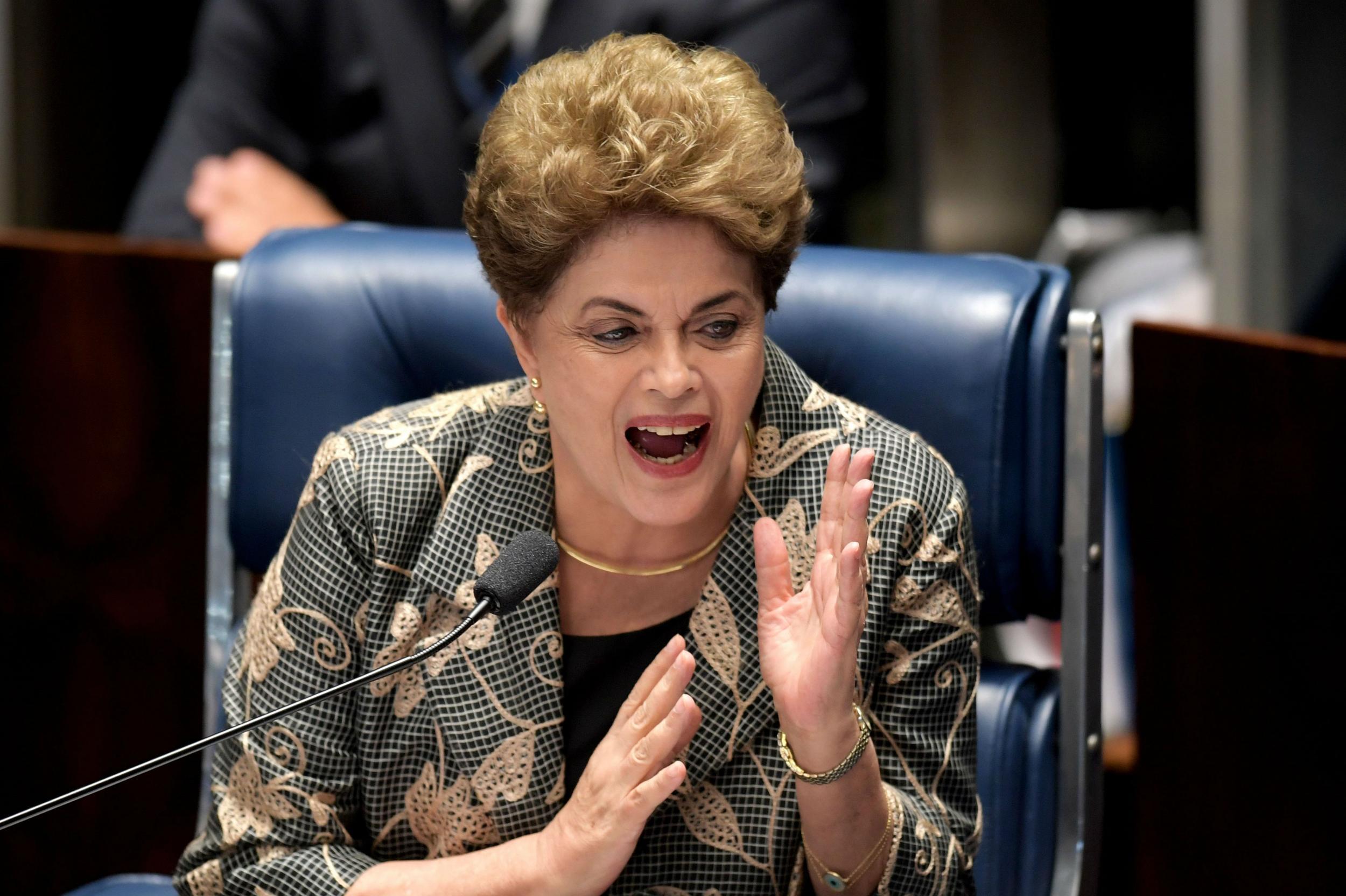 Ms Rousseff testifying at her impeachment trial (Getty)