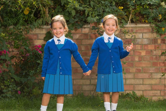 Twins Rosie (left) and Ruby Formosa who were born joined at the abdomen and shared part of the intestine, are due to start school in September