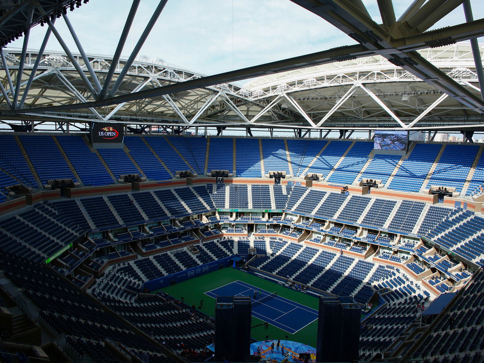 The Arthur Ashe court at Flushing Meadow with new retractable roof