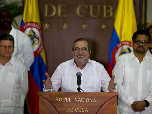  Commander of the Revolutionary Armed Forces of Colombia or FARC, Rodrigo Londono, has siad its fighters will permanently cease hostilities