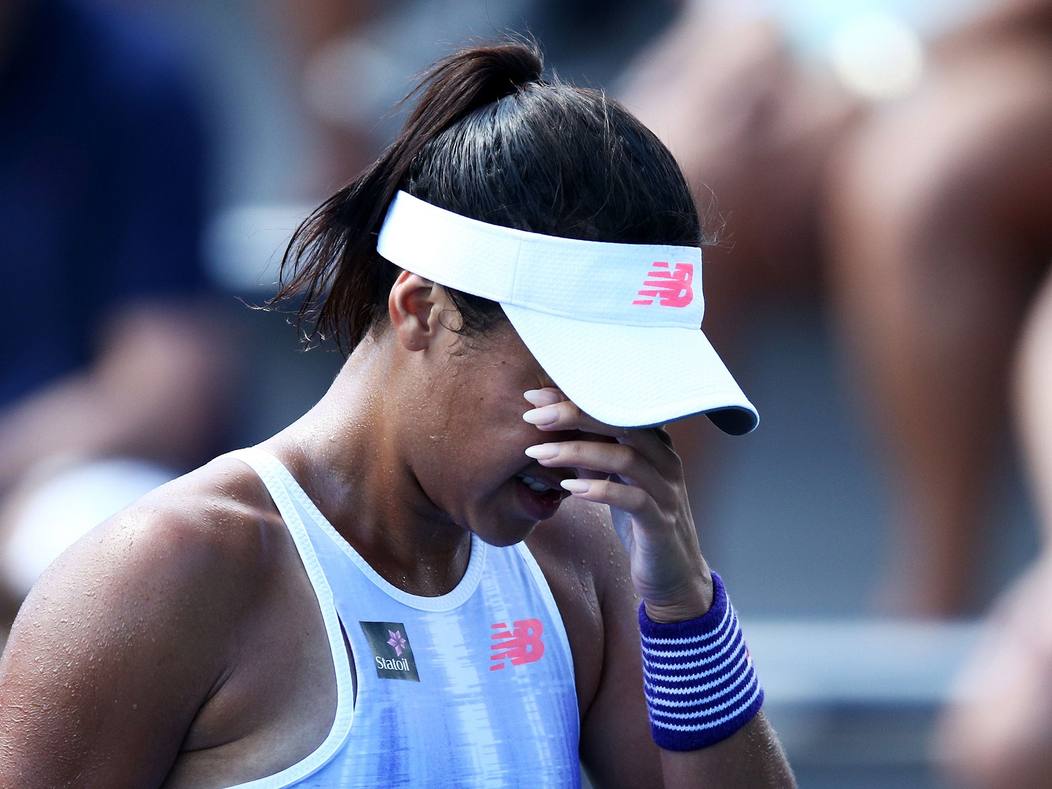 Heather Watson bursts into tears after defeat at the US Open in the first round