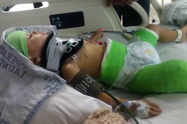 Toddler Isaiah is recovering from the crash, which took place on Sunday 21 August