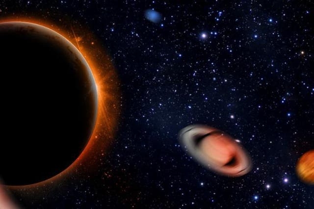 Artist's impression showing Planet Nine causing other planets in the solar system to be hurled into interstellar space