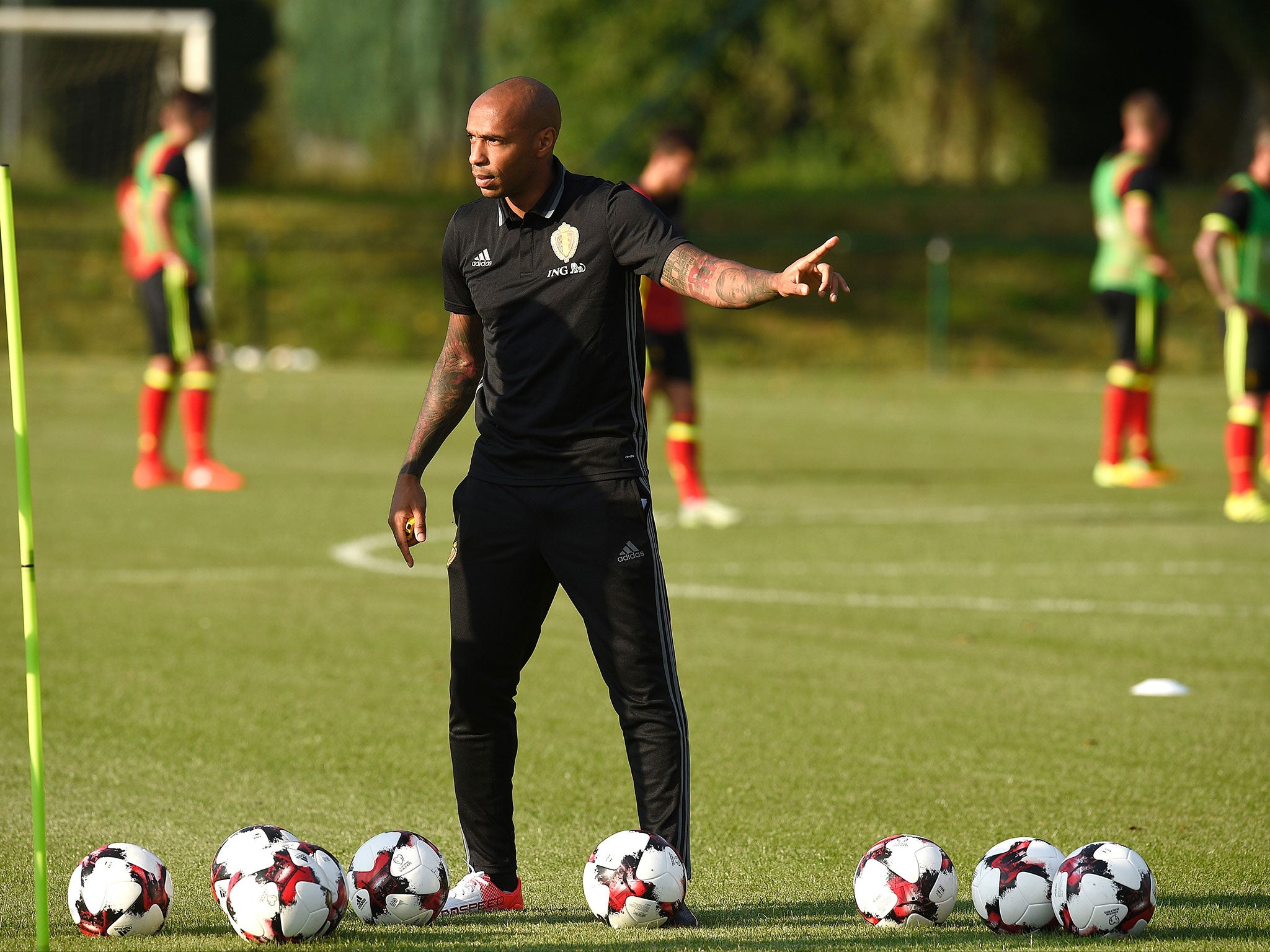 Thierry Henry in his new role as Belgium's assistant coach