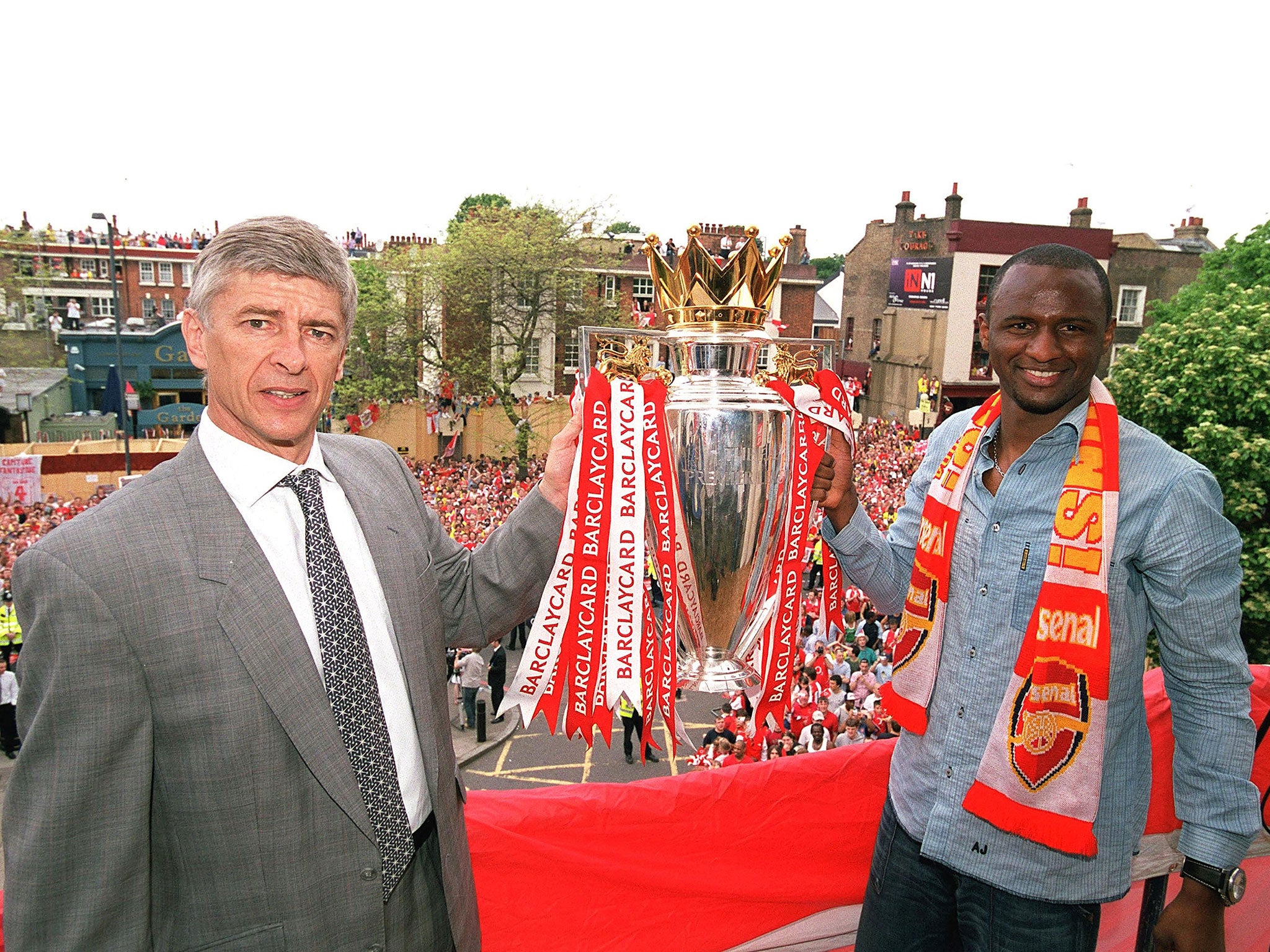 Patrick Vieira with his former manager Arsene Wenger