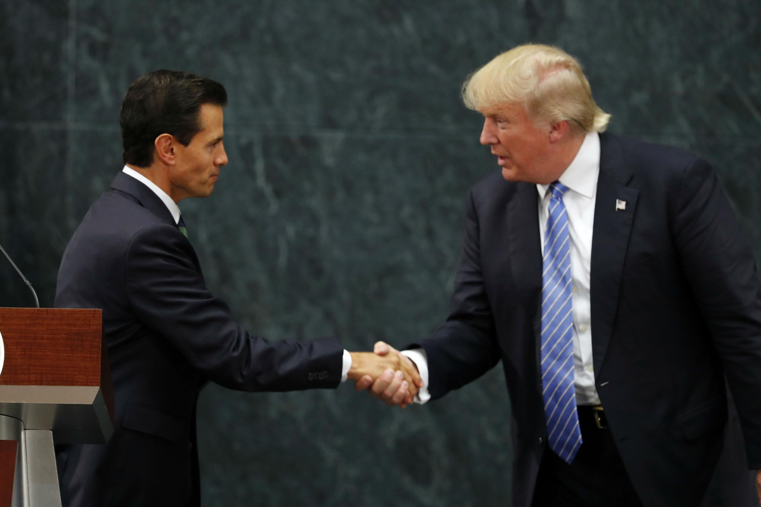 Mr Trump and President Enrique Pena Nieto