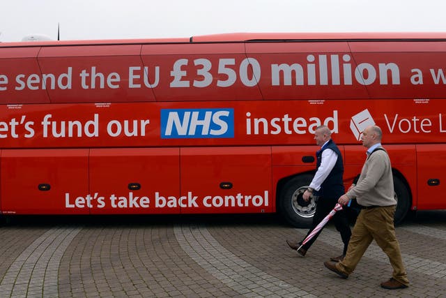 Change Britain makes no mention of NHS funding despite a message on the Vote Leave battle bus implying the £350 million a week sent to the EU would 'fund our NHS instead'