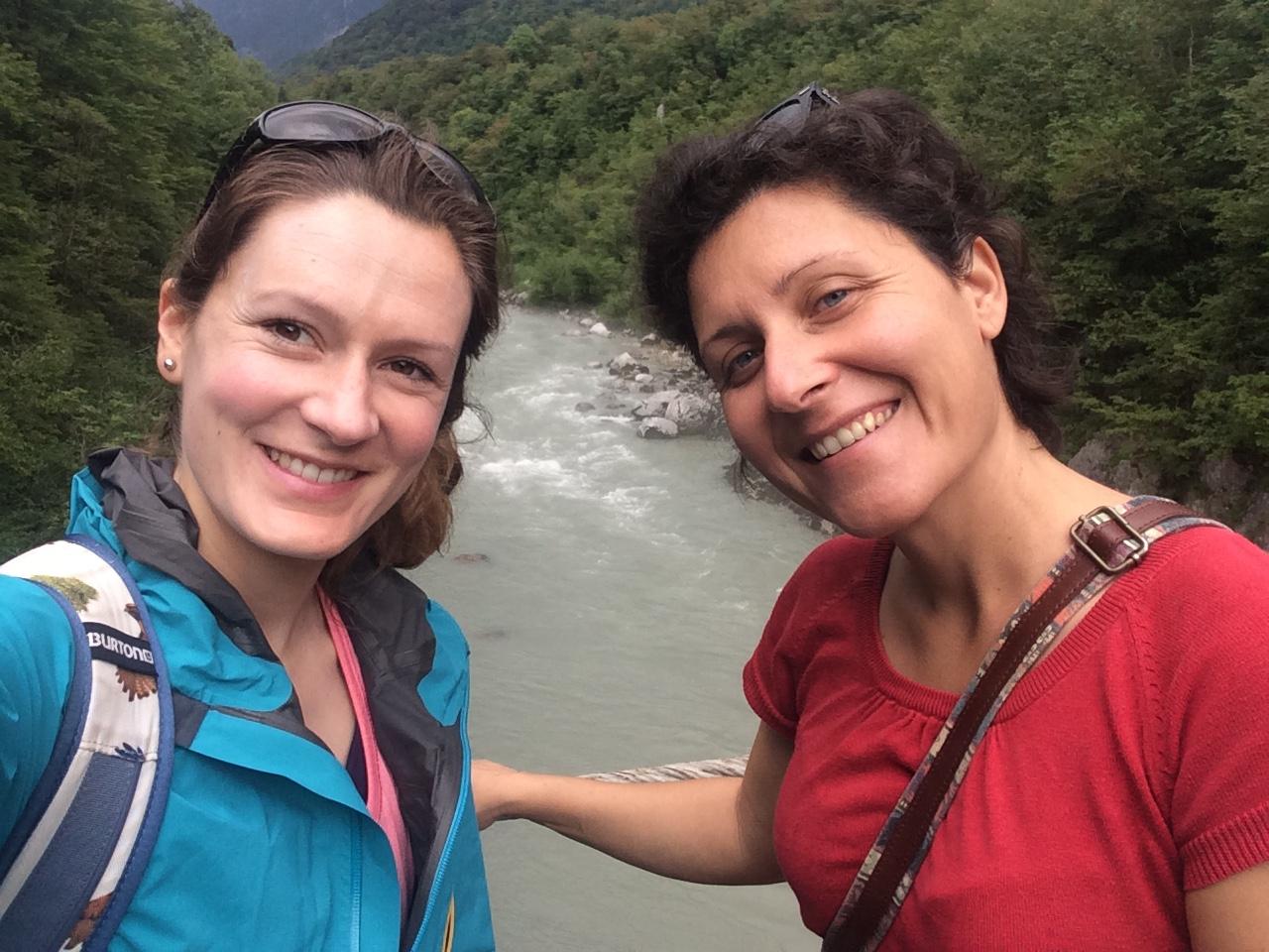 Ellie, left, and Vesna mid-hike