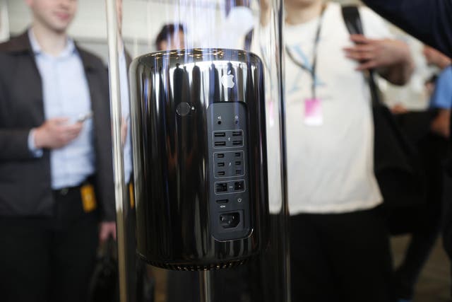 The Mac Pro, from which the new phone might borrow its dark, glossy look