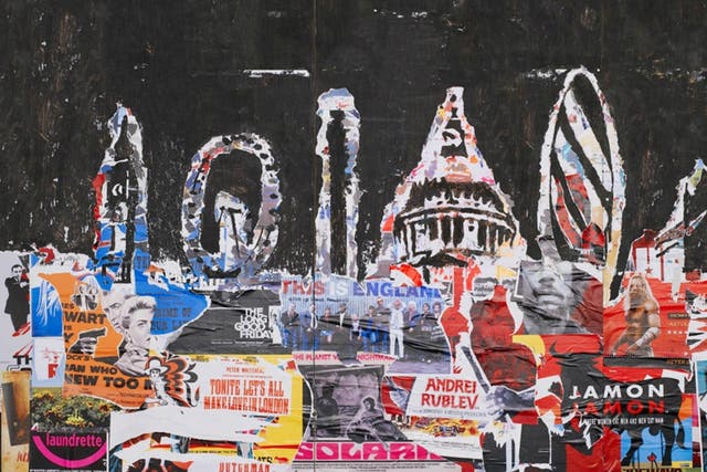 London painted with movie posters
