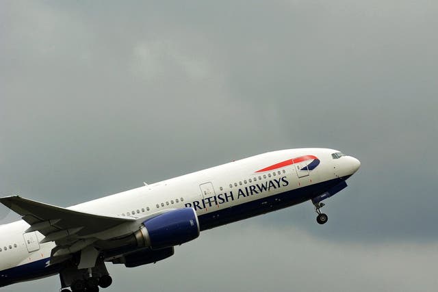 A British Airways jet takes off from London Heathrow Airport