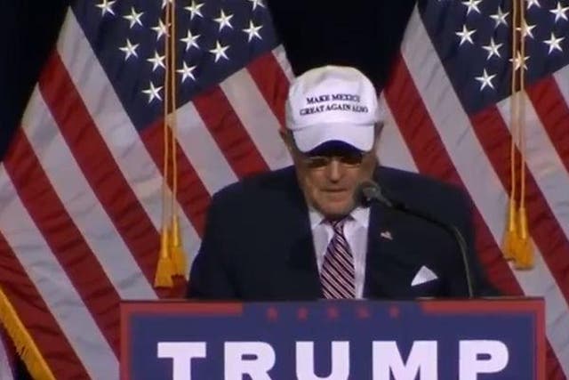 Giuliani focused more on Hillary Clinton's 'crimes' than on how Mr Trump would make Mexico great