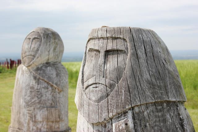 Various artworks dot the Yorkshire Wolds Way, including these ‘Guardian’ figures