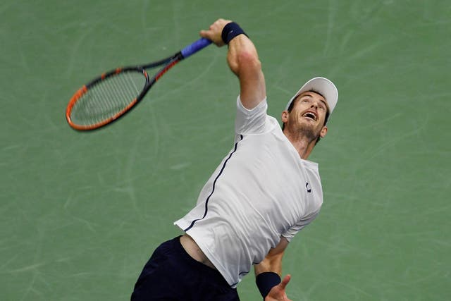 Andy Murray serves during his second round match with Spain’s Marcel Granollers at Flushing Meadows