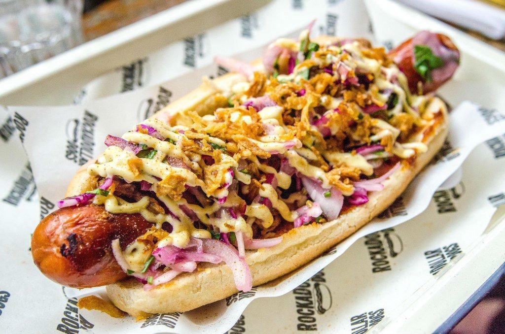 The pork papillon is made up of pulled pork with lime fennel and herb slaw, yakisoba bbq sauce, scratchings and kewpie mayonnaise