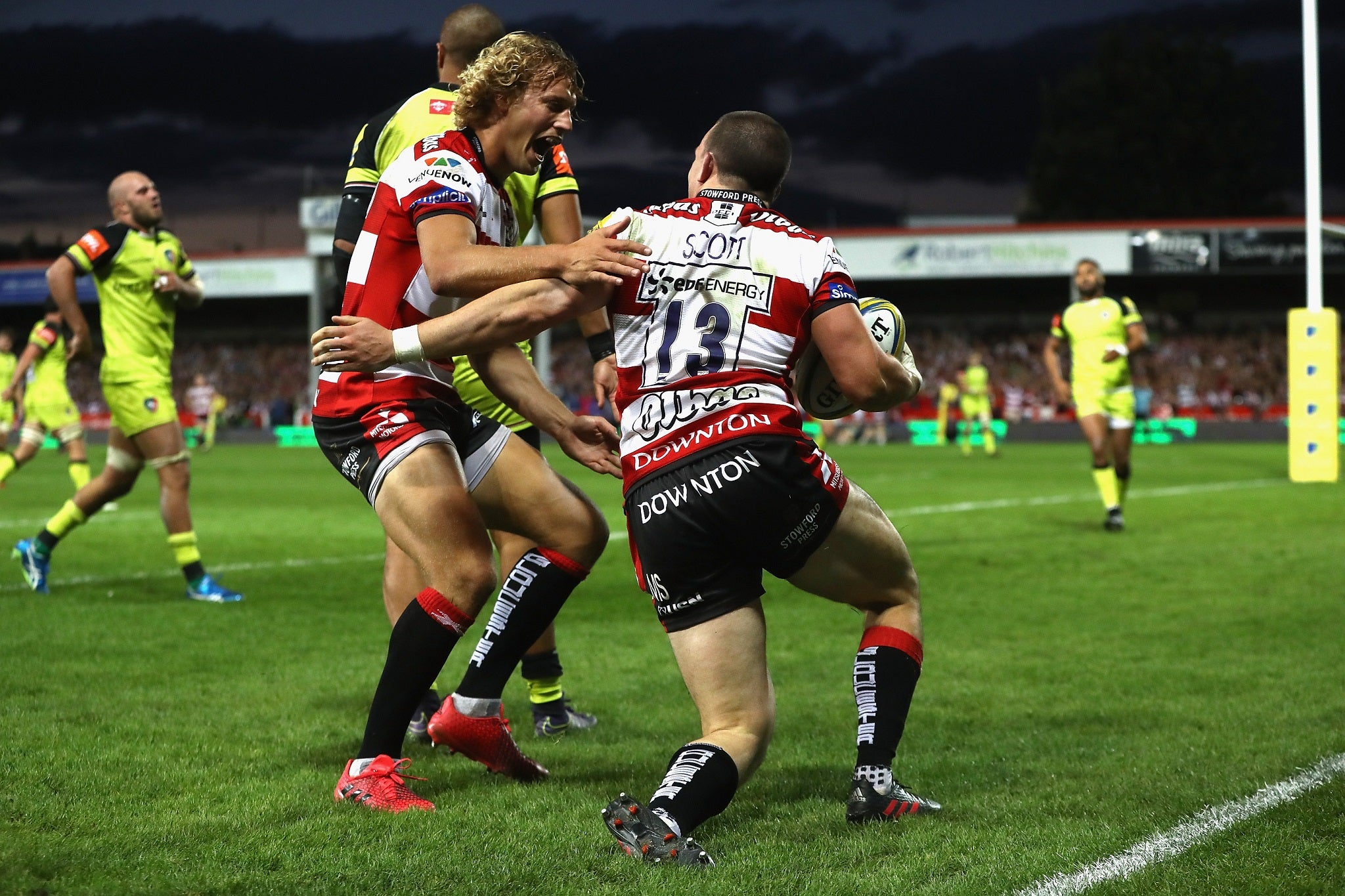 Matt Scott scored two first-half tries on his Gloucester debut