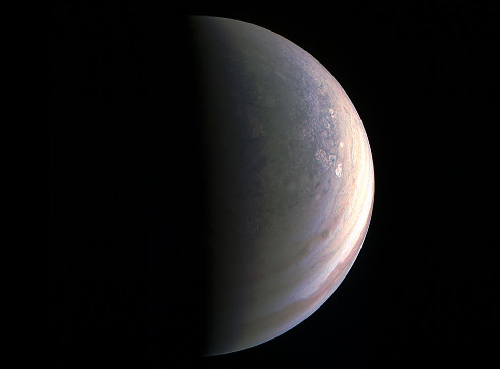Jupiter’s north polar region as captured by Juno