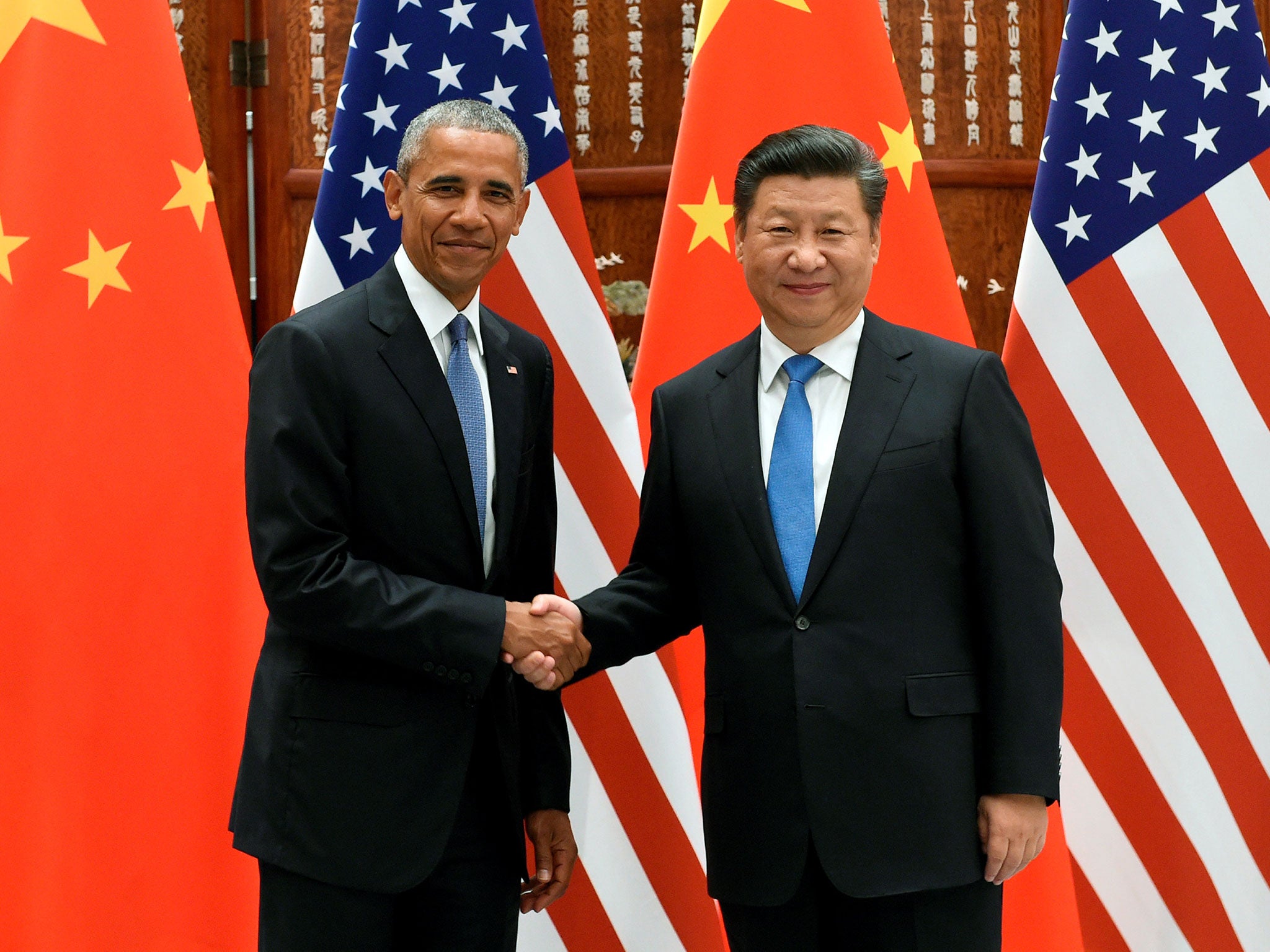 President Xi Jinping and Barack Obama after ratifying the agreement at the G20 summit in Hangzhou, China on Saturday
