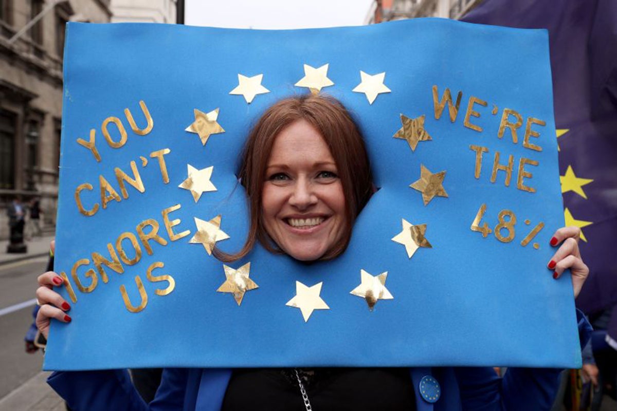 Pro-EU protesters in a March for Europe rally in central London