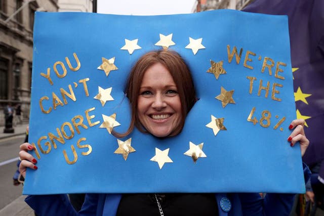 <p>Pro-EU protesters in a March for Europe rally in central London</p>
