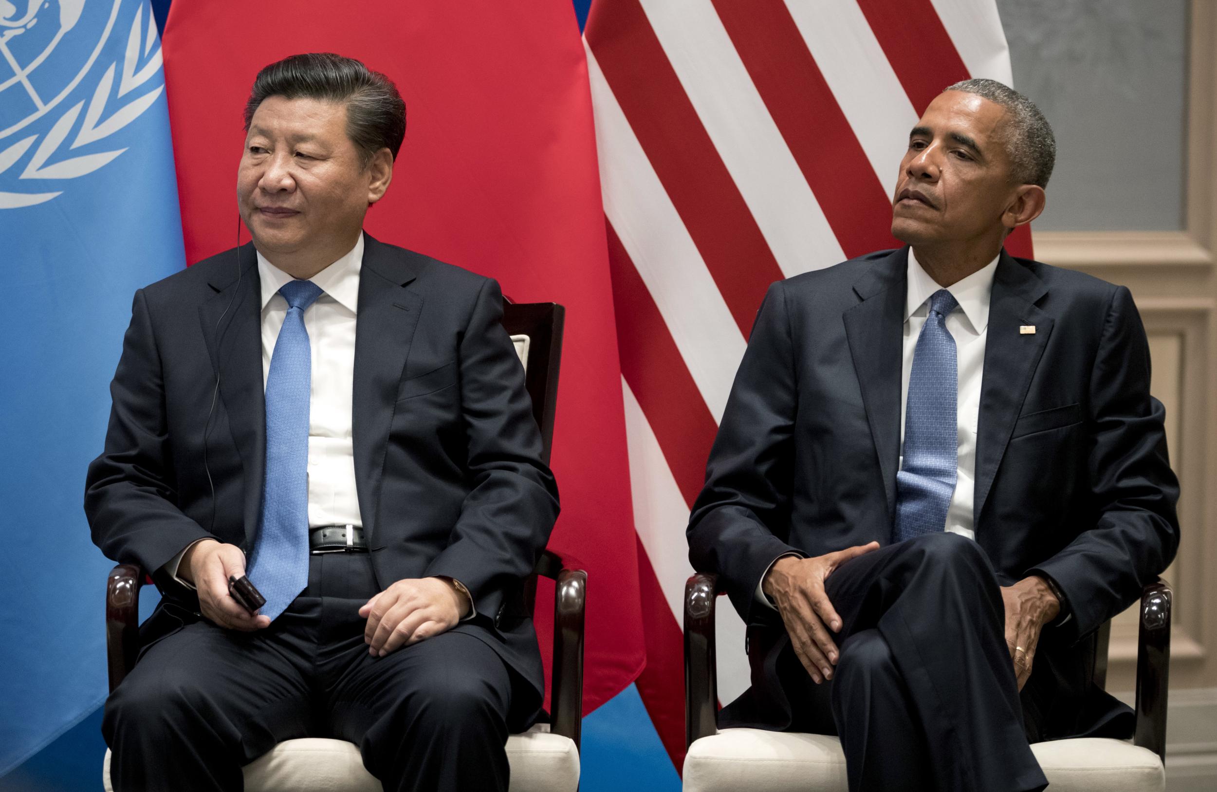 President Barack Obama and Chinese President Xi Jinping during a climate event in Hangzhou